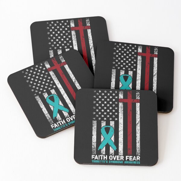 Item preview, Christian Distressed USA Flag Cross Faith Over Fears Tourette's Syndrome Awareness designed and sold by Brad-FI.