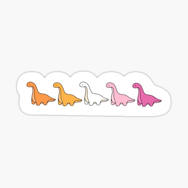 Subtle Pride Lesbian Flag Dinosaur Sticker