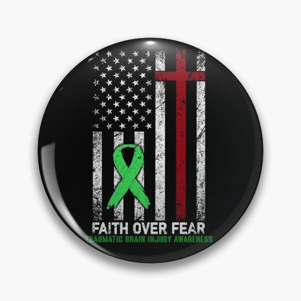Item preview, Christian Distressed USA Flag Cross Faith Over Fears Traumatic Brain Injury Awareness designed and sold by Brad-FI.