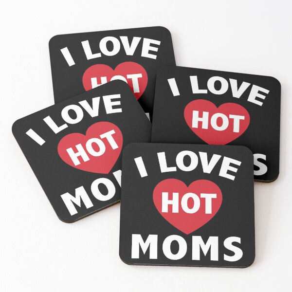 Item preview, I Love Hot Moms Gifts Funny Red Heart Love Moms designed and sold by ZimbomDesigner.