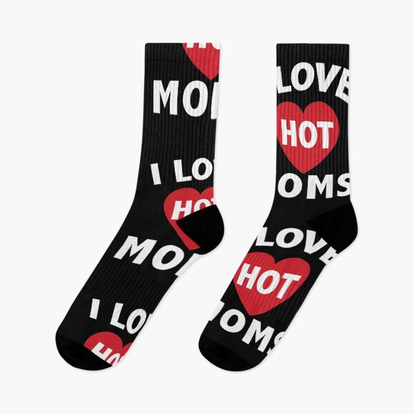 Item preview, I Love Hot Moms Gifts Funny Red Heart Love Moms designed and sold by ZimbomDesigner.