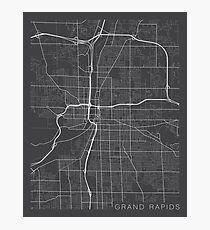 Grand Rapids Map, USA - Gray Photographic Print