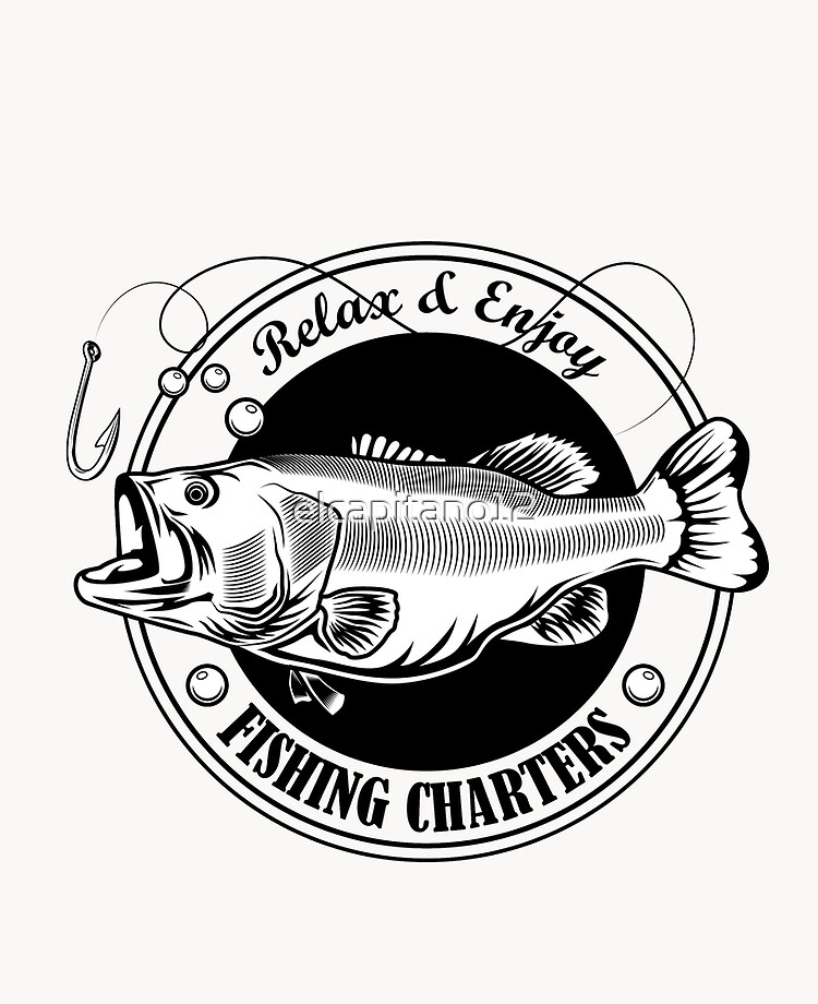 fishing charter stamp vector fish hook text ribbon fishing concept
