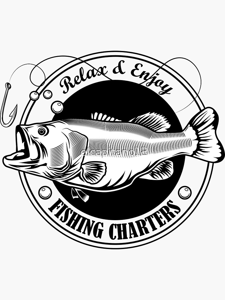 fishing charter stamp vector fish hook text ribbon fishing concept camp  emblems labels templates Sticker for Sale by elcapitano12
