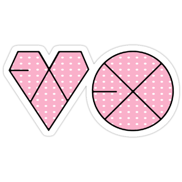 exo logo k pop pink polkadot print stickers by ninagi redbubble