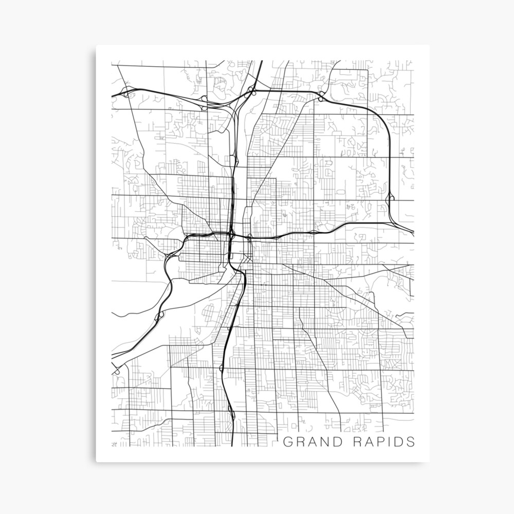 Grand Rapids Street Map Grand Rapids Map, Usa - Black And White" Photographic Print By  Mainstreetmaps | Redbubble