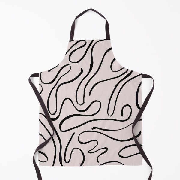 Item preview, Black Curved Lines Apron designed and sold by AliDeus.