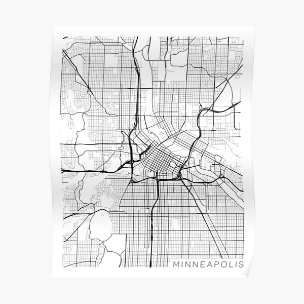 Minneapolis Map, USA - Gray Poster
