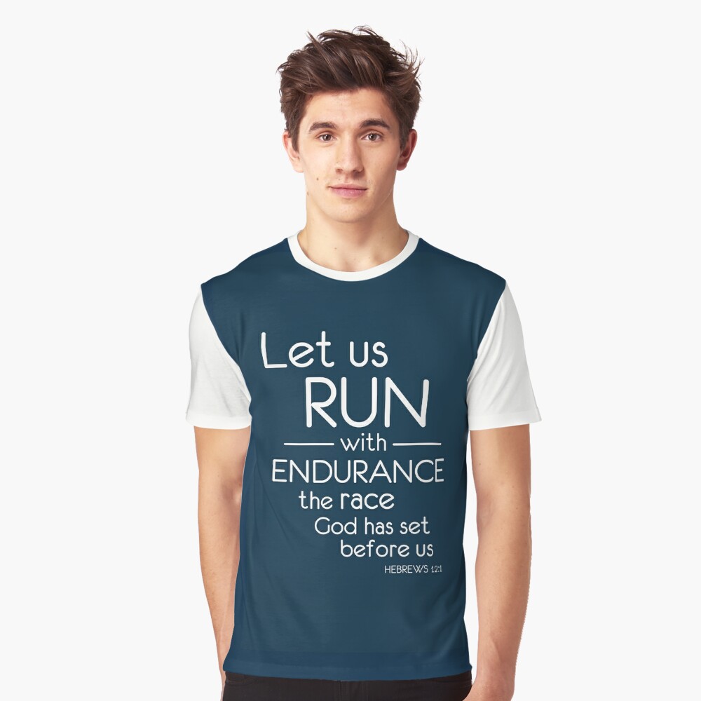 Let Us Run Athletic Shirt hebrews 12:1-2, Apparel, Clothing, T