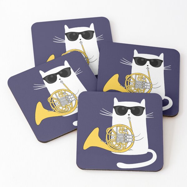 Item preview, Jazz Cat Playing French Horn  Cool Smooth  designed and sold by karlie-designs.