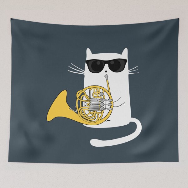 Item preview, Jazz Cat Playing French Horn  Cool Smooth  designed and sold by karlie-designs.