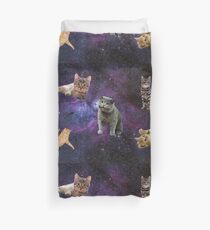 Cats Floating in a Galaxy Duvet Cover