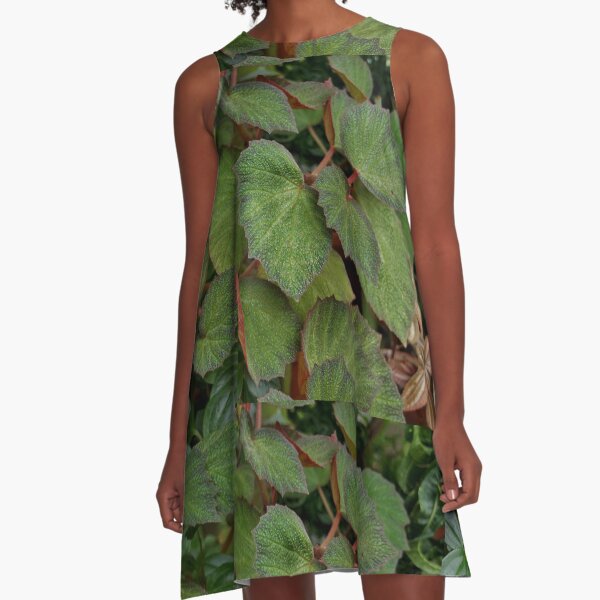 Lush Large Leaf Begonia A-Line Dress