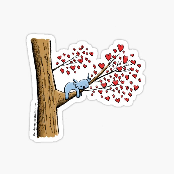 Item preview, Cute Sleeping Koala on Tree with Hearts designed and sold by eddcross.