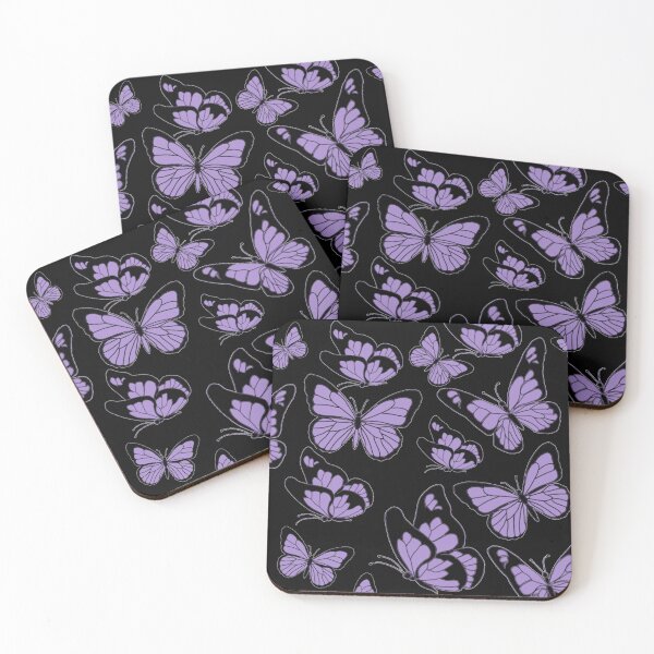 Item preview, Lilac Colored Butterfly Pattern on a Black Background designed and sold by Ellora  Roy.