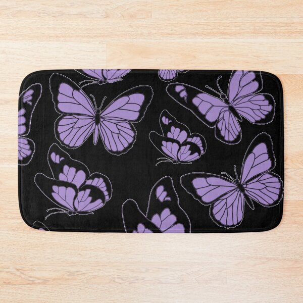 Item preview, Lilac Colored Butterfly Pattern on a Black Background designed and sold by Ellora  Roy.