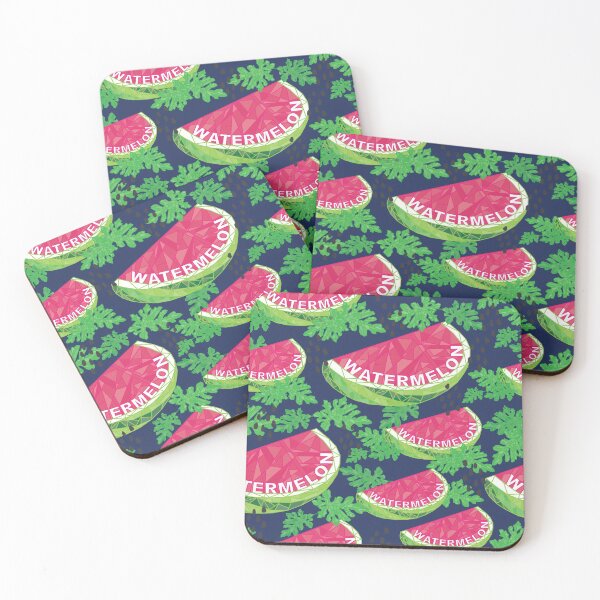 Item preview, Geo Watermelon and Leaves Navy designed and sold by Redhillcreative.
