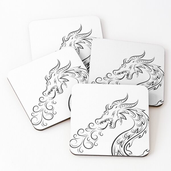 Item preview, Ancient Dragon Head Breathing Fire (Black on White) designed and sold by 11thIdeaDesigns.