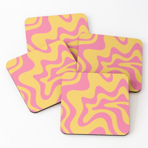 Item preview, Retro Liquid Swirl Abstract Pattern Square in Pink and Yellow designed and sold by kierkegaard.