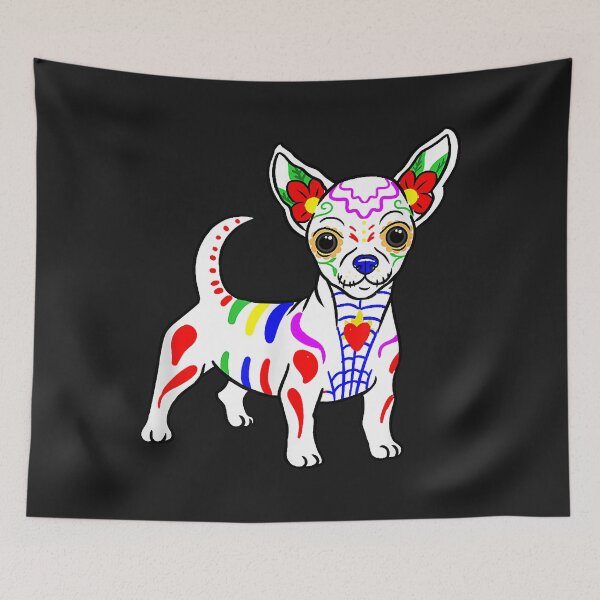 Item preview, Chihuahua Sugar Skull Dia de Los Muertos, Day of The Dead designed and sold by dorisjoycek.