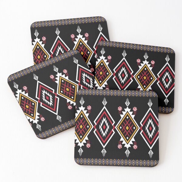 Item preview, Abstract orange and red geometric native pattern seamless designed and sold by Zeedoherty.
