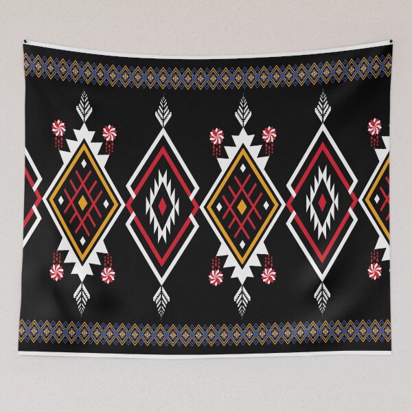 Item preview, Abstract orange and red geometric native pattern seamless designed and sold by Zeedoherty.