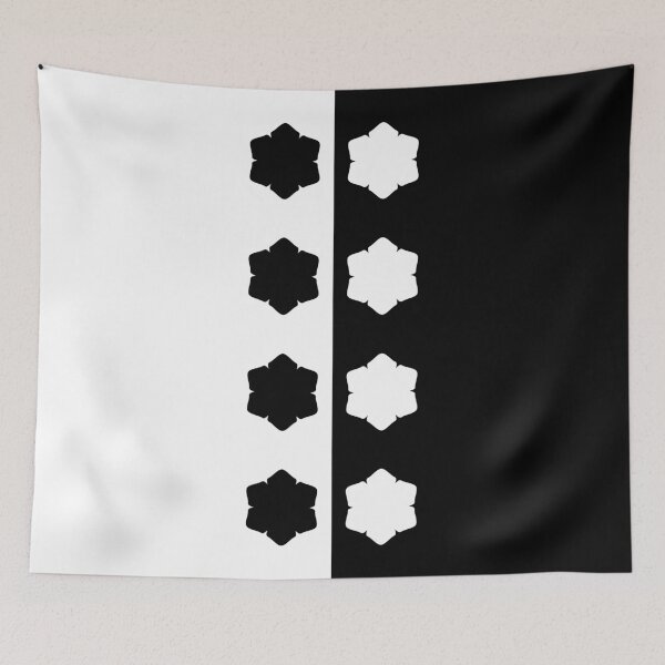 Item preview, Black and White Symmetrical Asymmetry with Flowers designed and sold by Shapes-Mania.