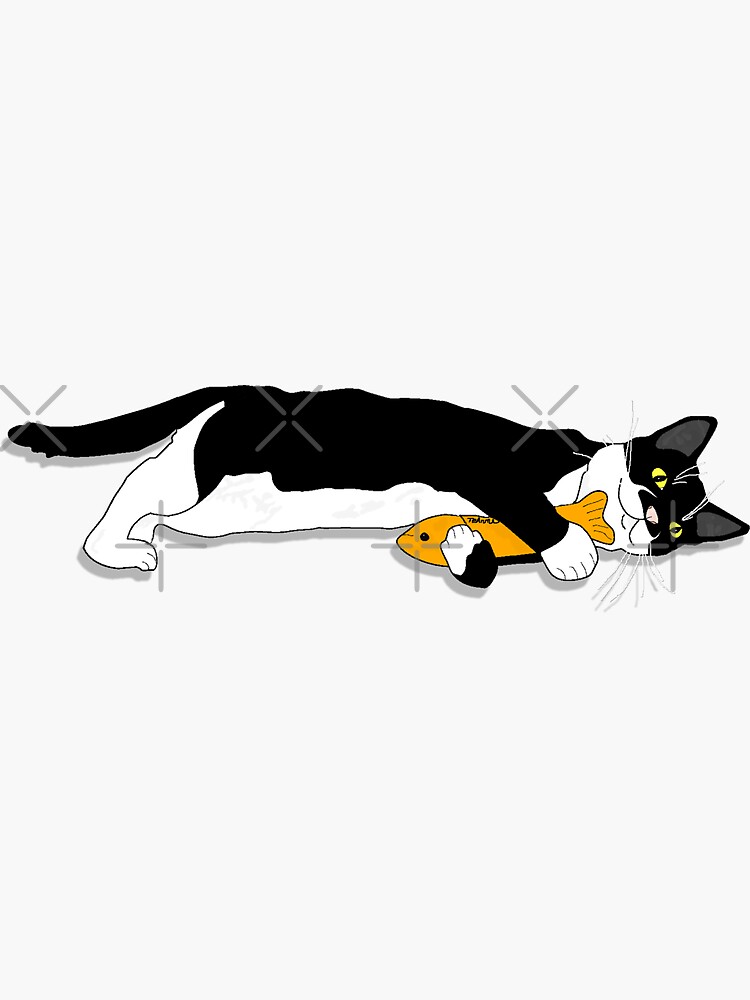 Cute Tuxedo Cat I Haz No Attitude I Ready To Play Sticker By Teanne Redbubble