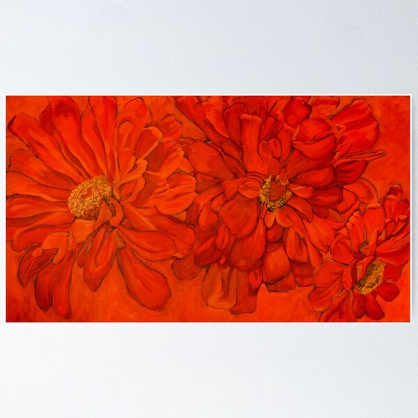 Three Red Asters Poster
