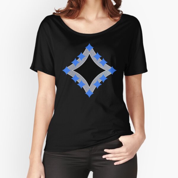 Dancing Blue 4-Point Stars Silver Black Face Relaxed Fit T-Shirt