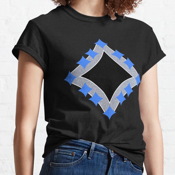 Dancing Blue 4-Point Stars Silver Black Face Classic T-Shirt