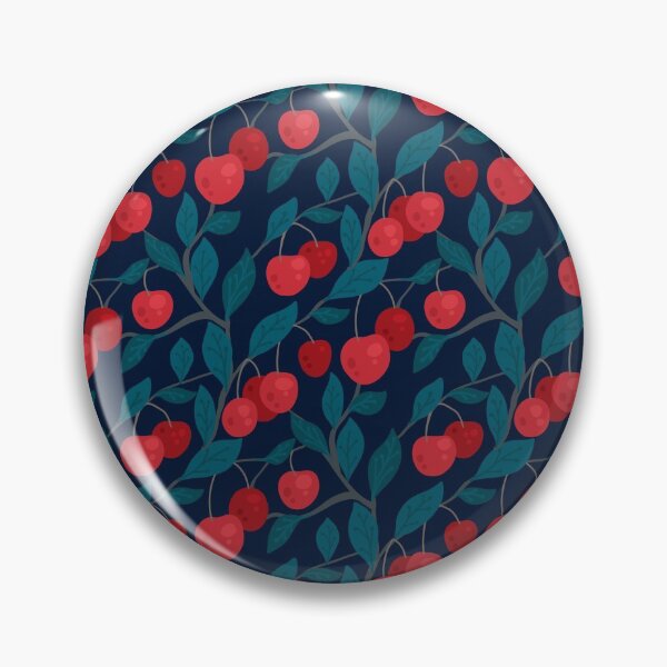 Item preview, Seamless flat texture with cherries on branches with foliage on dark blue background.  designed and sold by Veleri.
