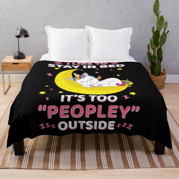 Item preview, I Like To Stay In Bed It's Too Peopley Outside- Cute Unicorn designed and sold by ildafdhome.