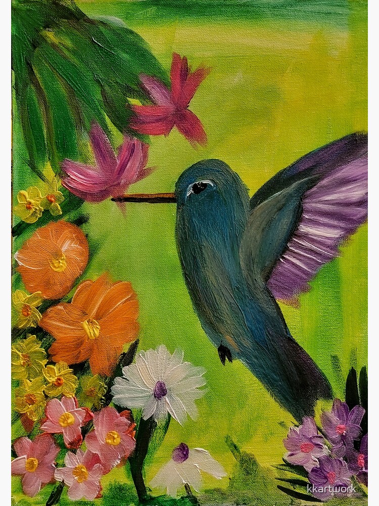 hummingbird feeding on some nectar on a 12x16inc stretch canvas. by kkartwork