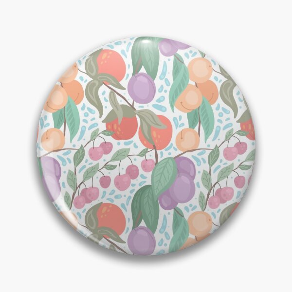 Item preview, Seamless flat texture with cherries, peaches, plums on branches with foliage on white background. designed and sold by Veleri.