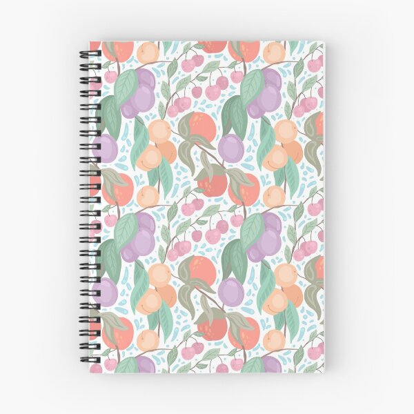 Item preview, Seamless flat texture with cherries, peaches, plums on branches with foliage on white background. designed and sold by Veleri.