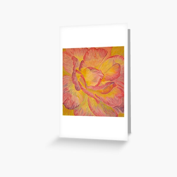 Yellow Pink Rose Greeting Card