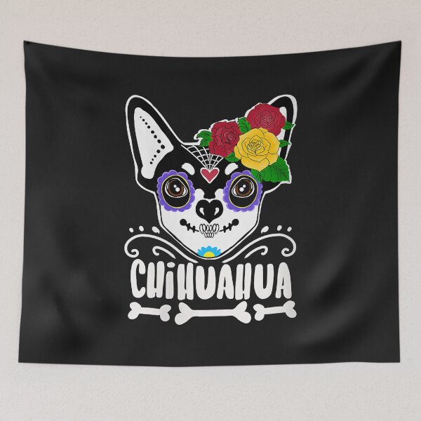 Item preview, Womens Day of Dead Sugar Skull Chihuahua Dog V-Neck designed and sold by dorisjoycek.