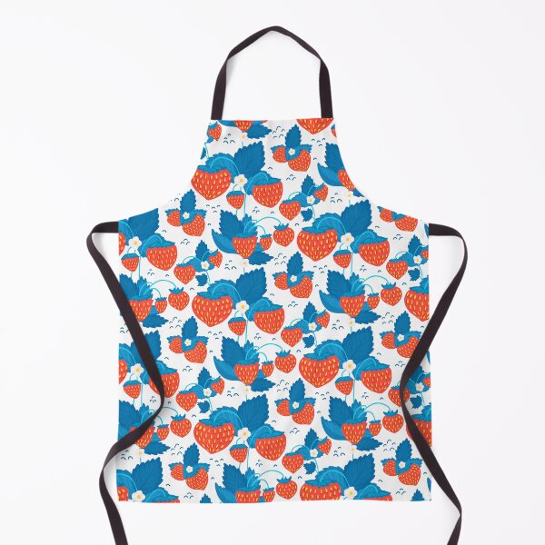 Item preview, Seamless pattern with ripe strawberries with blue leaves and flower on white background designed and sold by Veleri.