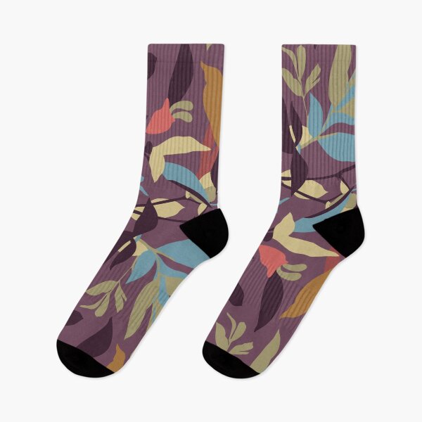 Item preview, purple abstract boho leaf botanical designed and sold by baheeya.