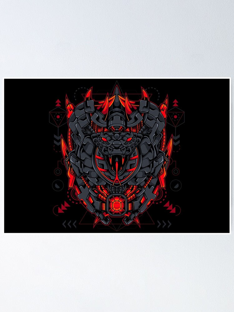 Artistic Cobra Head Cyberpunk Geometry Poster By Maximaminima Redbubble