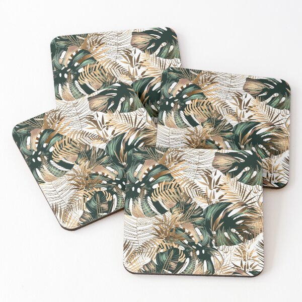 Item preview, Golden and green tropical leaves designed and sold by kims-club.