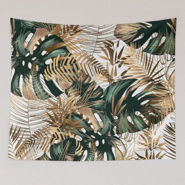 Item preview, Golden and green tropical leaves designed and sold by kims-club.