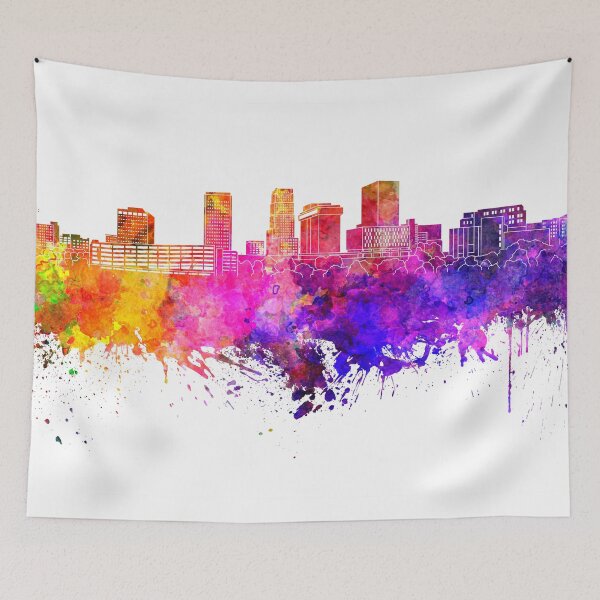 Item preview, Akron skyline in watercolor background designed and sold by paulrommer.