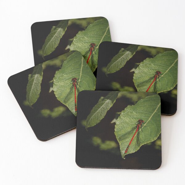 Item preview, Large Red Damselfly on a leaf designed and sold by Karrakunga.