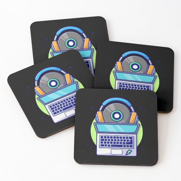 Artikelvorschau, Laptop mit Vinyl und Kopfhörer-Cartoon-Vektor-Symbol-Illustration entworfen und verkauft von Nathyn02.