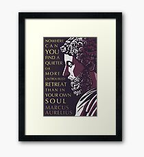 Marcus Aurelius quote: A quieter or more untroubled retreat Framed Print
