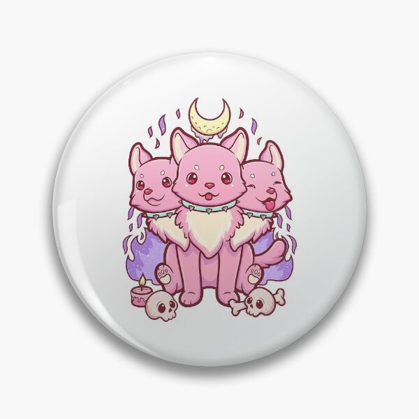 Aperçu de l'œuvre Chien mignon et effrayant à 3 têtes de style gothique pastel kawaii créée et vendue par QuinteroAtencio.