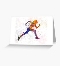 Woman runner jogger running Greeting Card