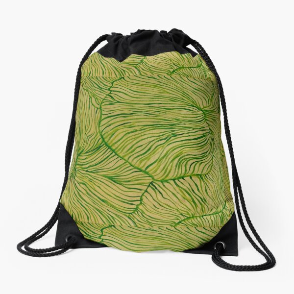 Light Green Petunia Drawstring Bag
